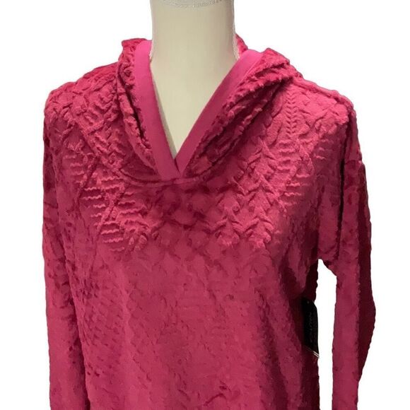 Nautica Burgundy Hooded Fleece Pullover Sleepwear Pockets Warm Robe Medium NWT - Picture 2 of 8